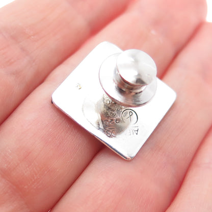 VICTOR ALFARO 14K Gold 925 Sterling Silver Vintage Real Ruby Modernist Lapel Pin