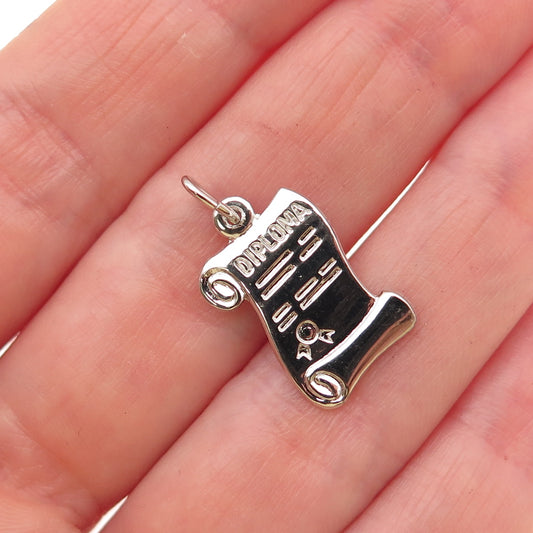 JAY POSON 925 Sterling Silver Vintage Diploma Mini Charm Pendant