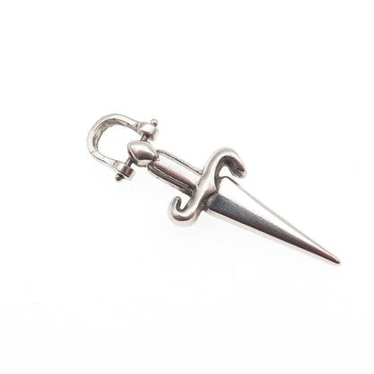 925 Sterling Silver Vintage Dagger Oxidized Charm Pendant