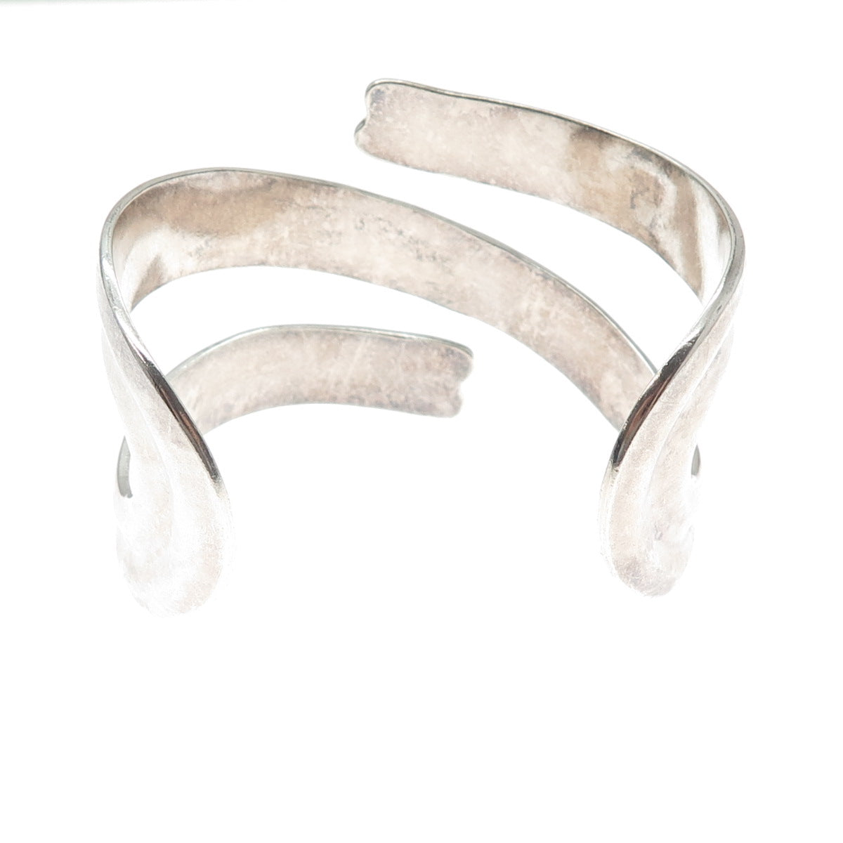925 Sterling Silver Vintage Mexico Modernist Wavy Adjustable Bracelet 7.25"