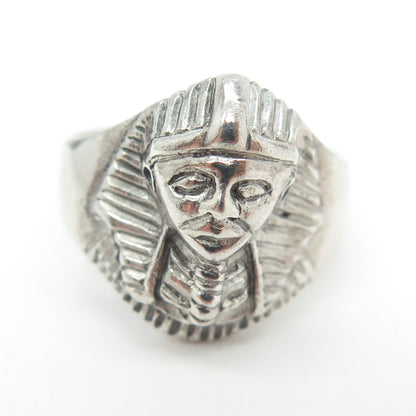 925 Sterling Silver Vintage King Tut Egyptian Pharaoh Ring Size 6.25