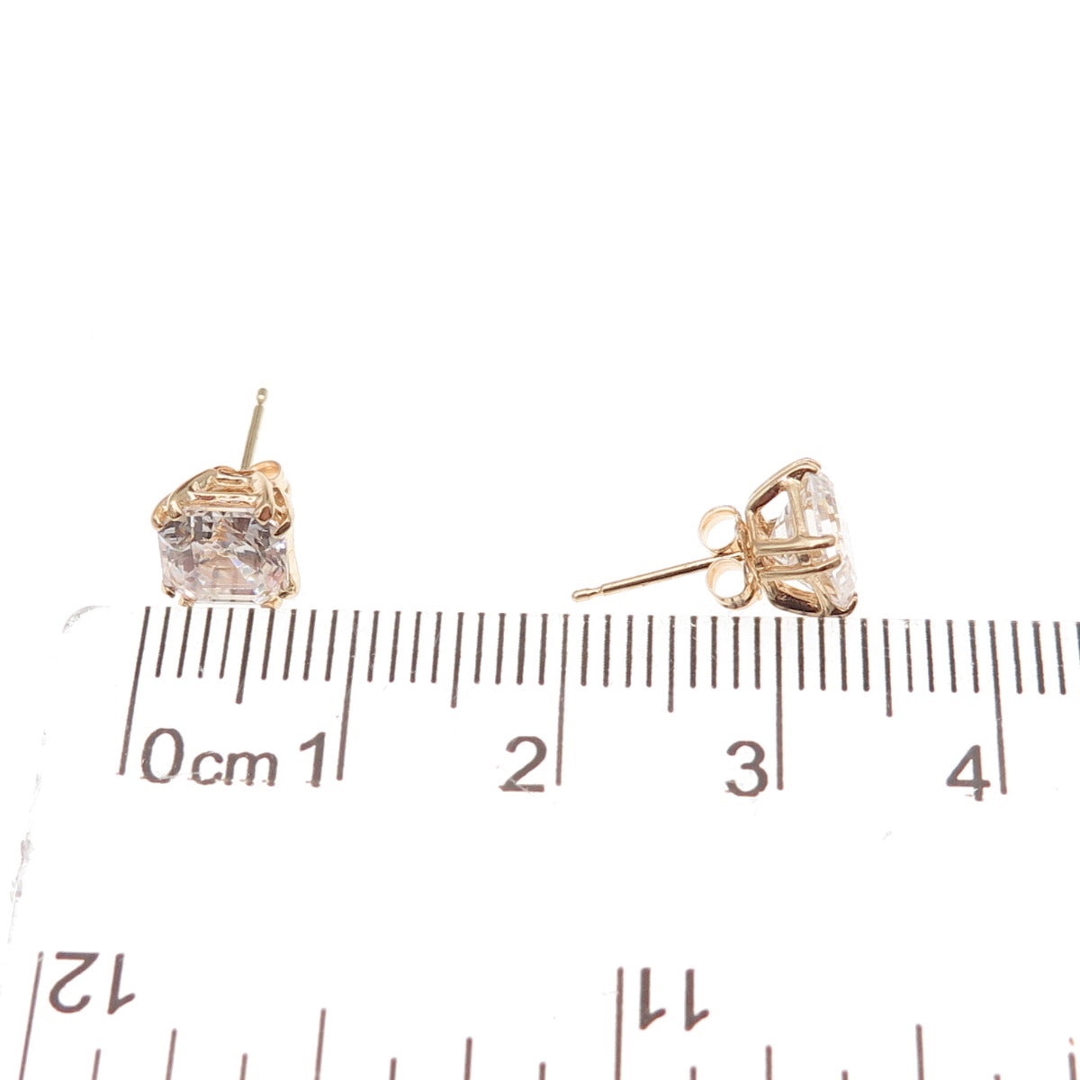Jacmel Mauritius 14K Gold Asscher-Cut C Z Stud Earrings