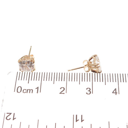 Jacmel Mauritius 14K Gold Asscher-Cut C Z Stud Earrings