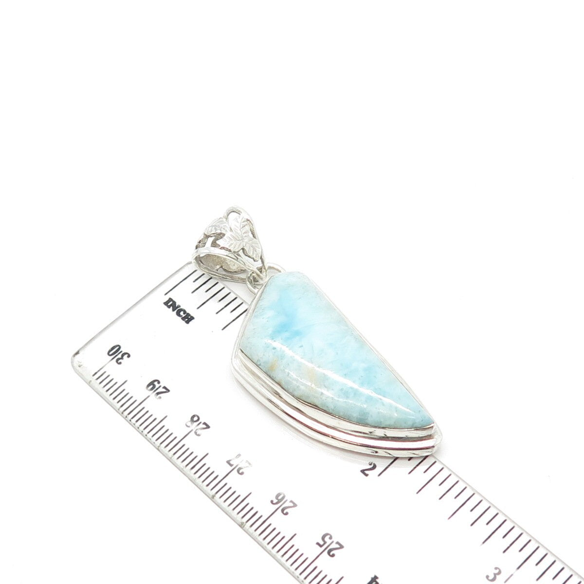 925 Sterling Silver Vintage Real Larimar Gemstone Pendant