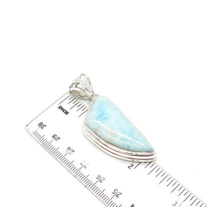 925 Sterling Silver Vintage Real Larimar Gemstone Pendant