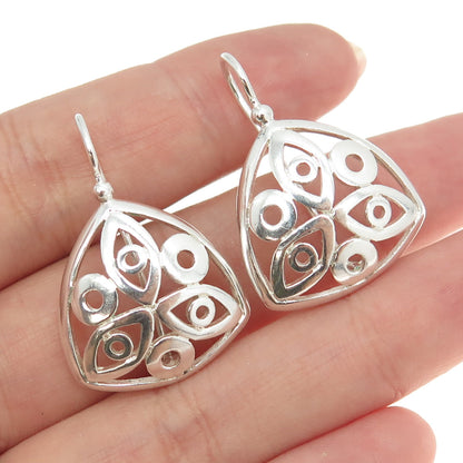 925 Sterling Silver Vintage Modernist Floral Earrings