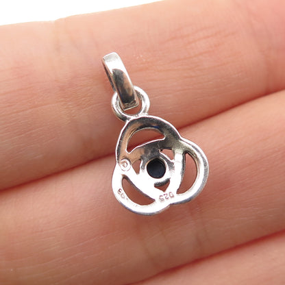 FRANKLIN MINT Sterling Vintage 1998 Real Lapis Celtic Trinity Knot Mini Pendant