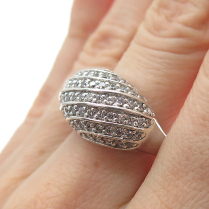 925 Sterling Silver Round-Cut C Z Sparkle Dome Ring Size 8
