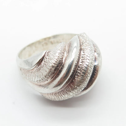 925 Sterling Silver Vintage Dotted Ribbed Wide Ring Size 7