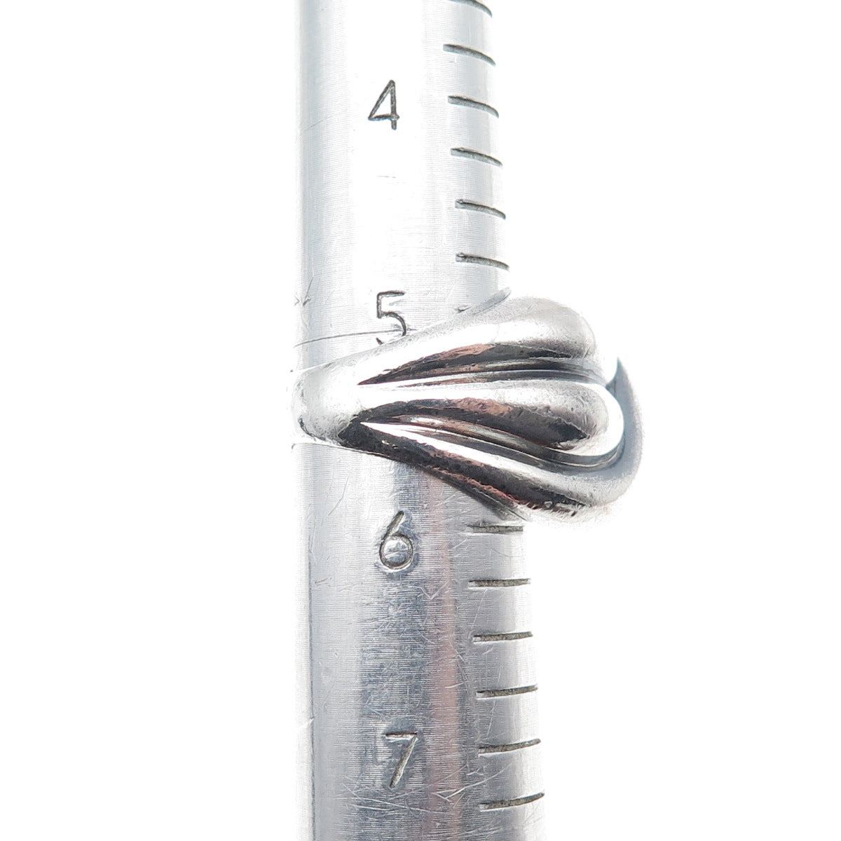 925 Sterling Silver Vintage Modernist Crisscross Dome Oxidized Ring Size 5.5