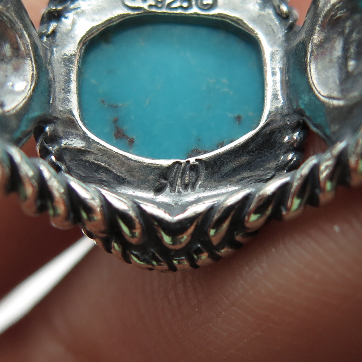 CAROLYN POLLACK & AMERICAN WEST Sterling Silver Vintage Turquoise Ring Size 7.25