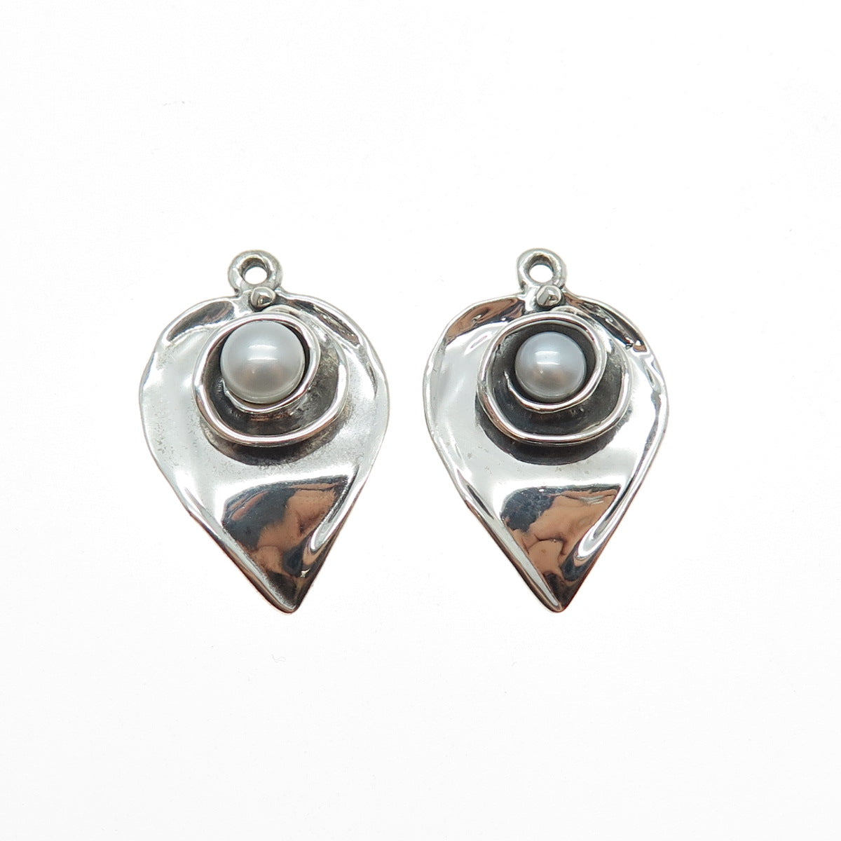 HAGIT GORALI Sterling Silver Vintage Israel Real Pearl Modernist Jacket Earrings