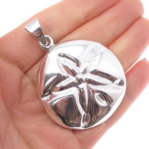 925 Sterling Silver Vintage Mexico Sand Dollar Puffy Charm Pendant