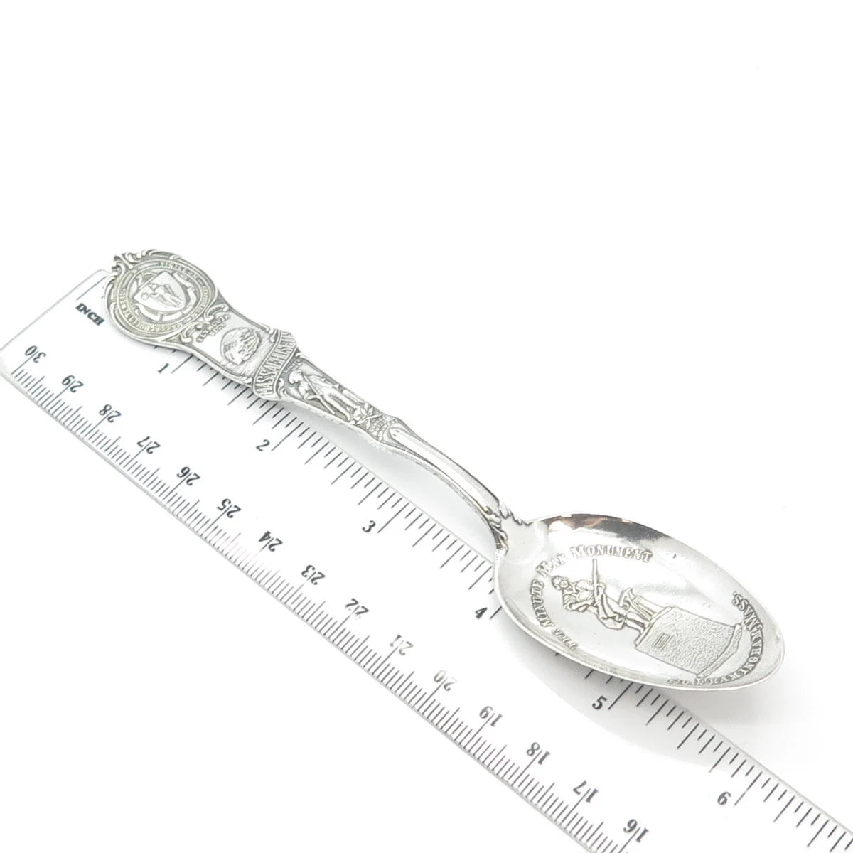 925 Sterling Silver Antique Watson States & Cities Massachusetts Demitasse Spoon