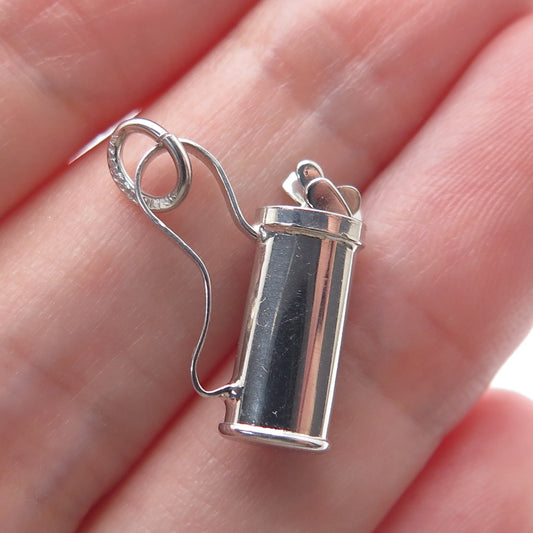 WELLS 925 Sterling Silver Antique Art Deco Golf Club Minimalist 3D Charm Pendant