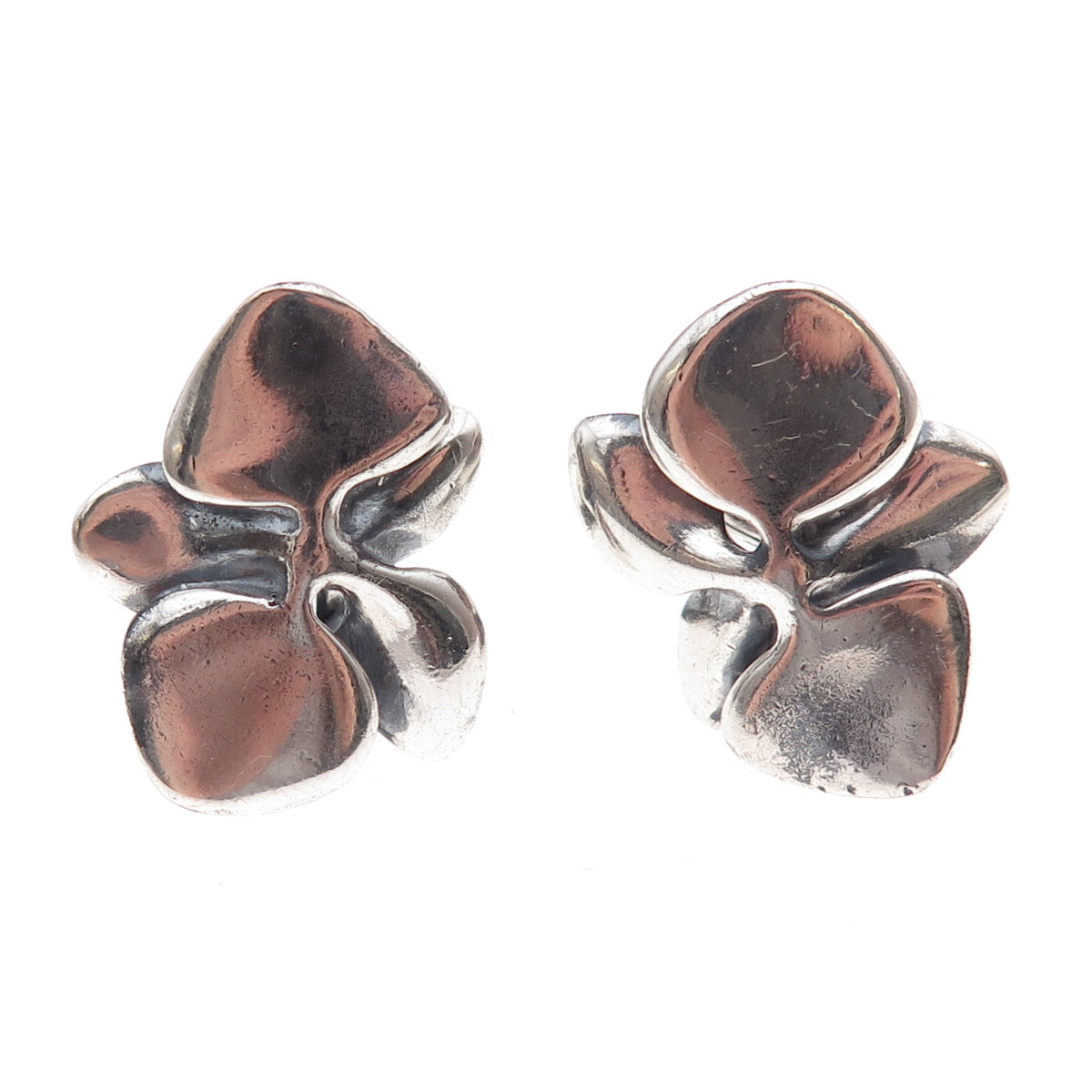 Angela Cummings 925 Sterling Silver Vintage Orchid Floral Omega Back Earrings