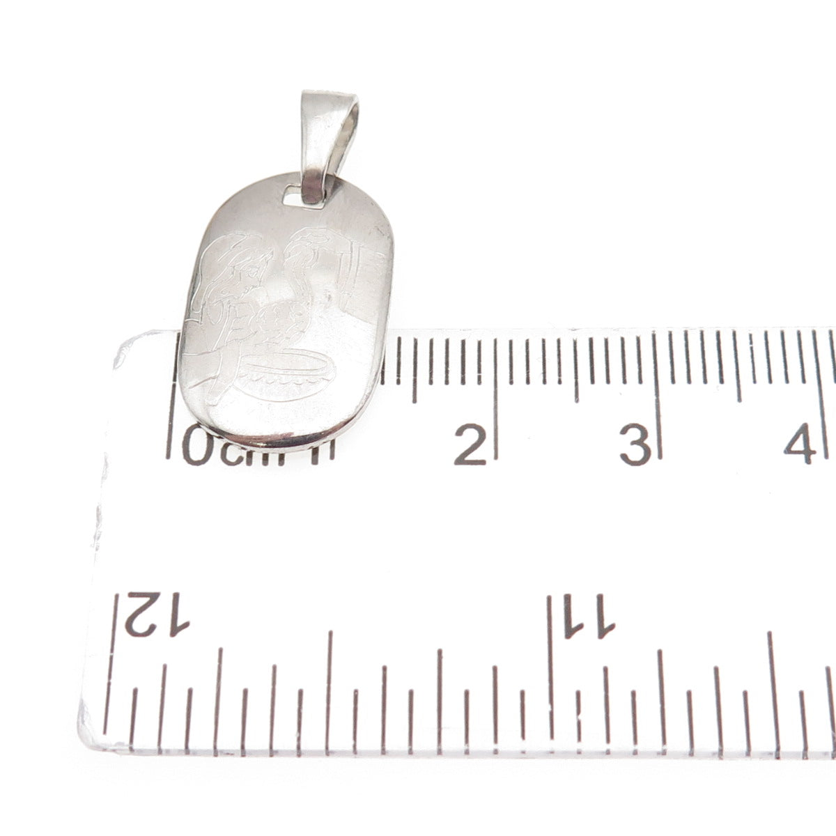 925 Sterling Silver Italy Engraved Baptism Charm Pendant