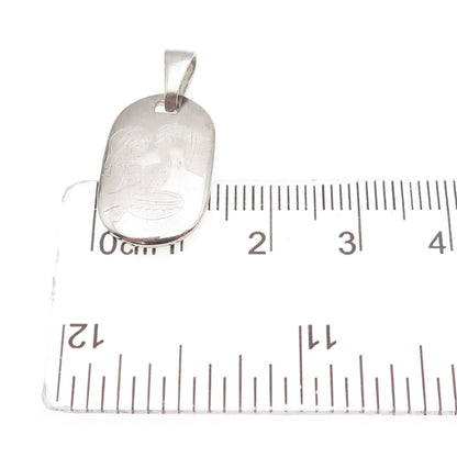 925 Sterling Silver Italy Engraved Baptism Charm Pendant