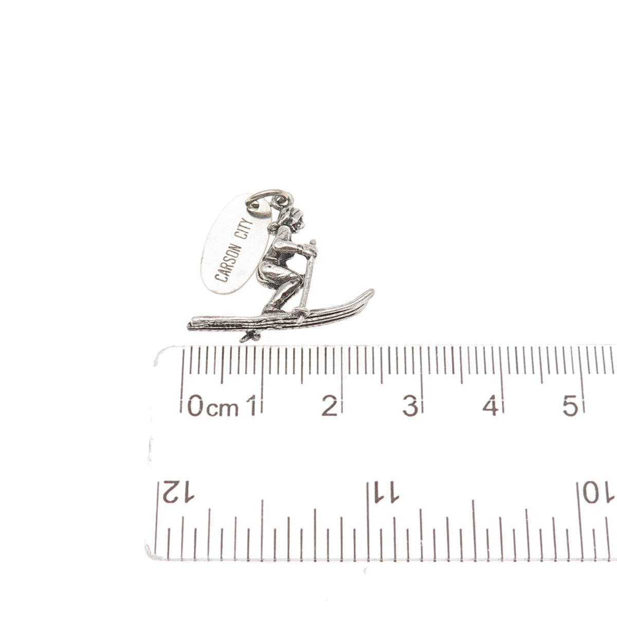 Maisels Indian Sterling Silver Vintage Carson City Skier 3D Mini Charm Pendant