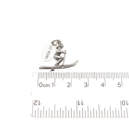Maisels Indian Sterling Silver Vintage Carson City Skier 3D Mini Charm Pendant
