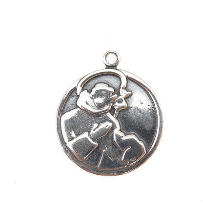 925 Sterling Silver Vintage St. Anthony Medal Oxidized Charm Pendant