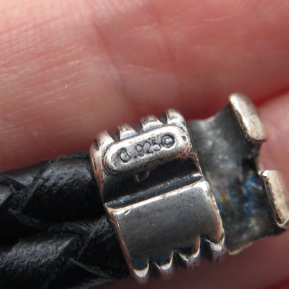 CAROLYN POLLACK Old Pawn 925 Sterling Silver & Leather Multi-Gem Bracelet 6.75"
