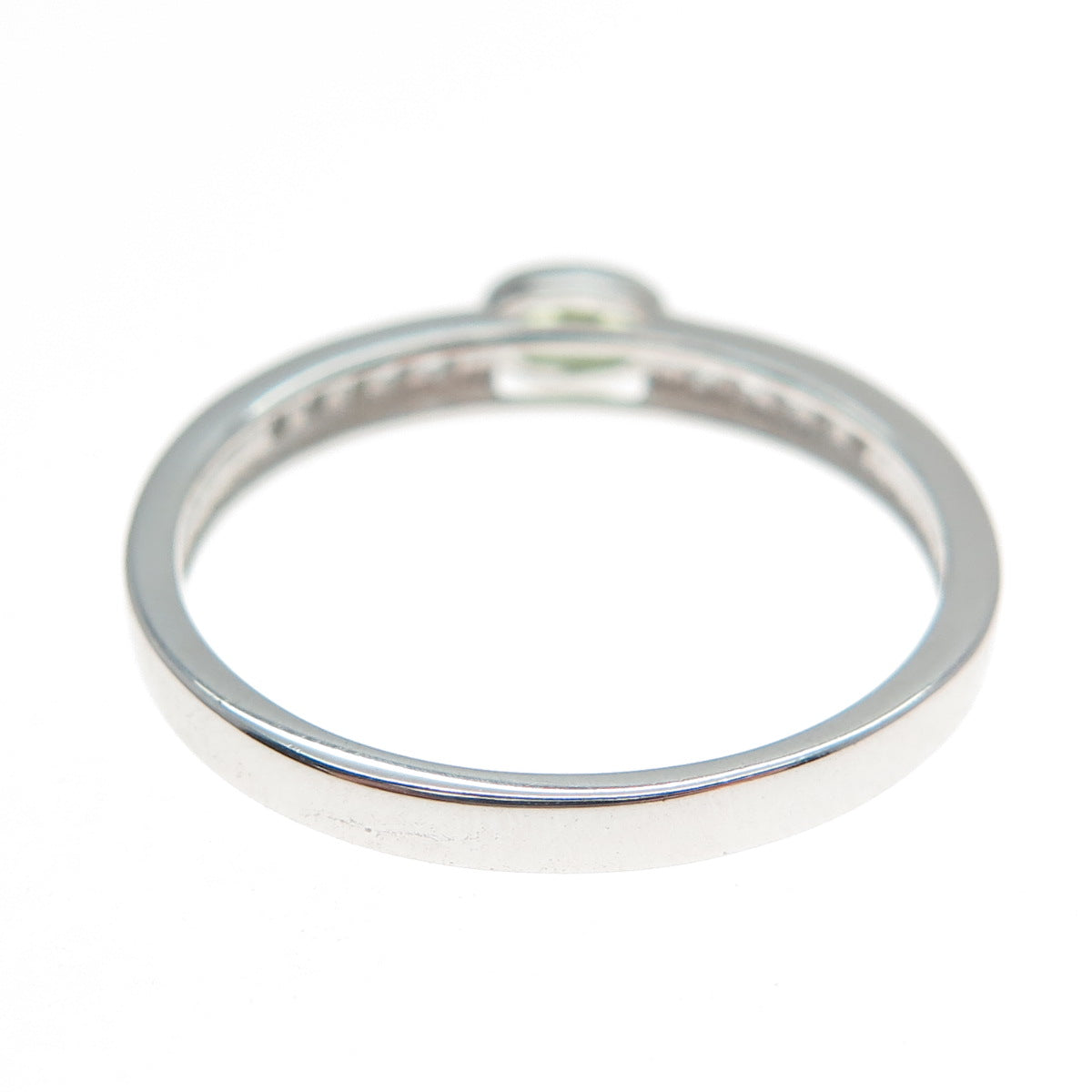 DSMK 925 Sterling Silver Real Oval-Cut Peridot & White Topaz Ring Size 9.25