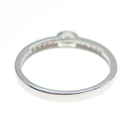DSMK 925 Sterling Silver Real Oval-Cut Peridot & White Topaz Ring Size 9.25
