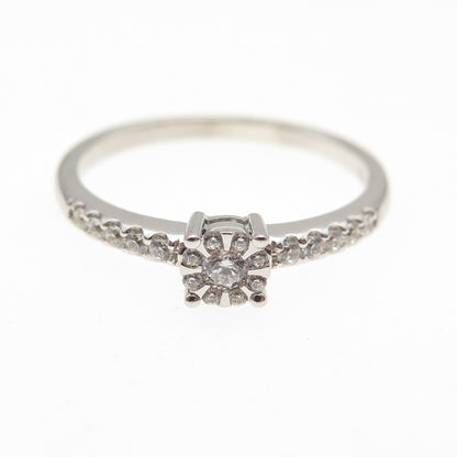 925 Sterling Silver Round-Cut C Z Engagement Ring Size 7