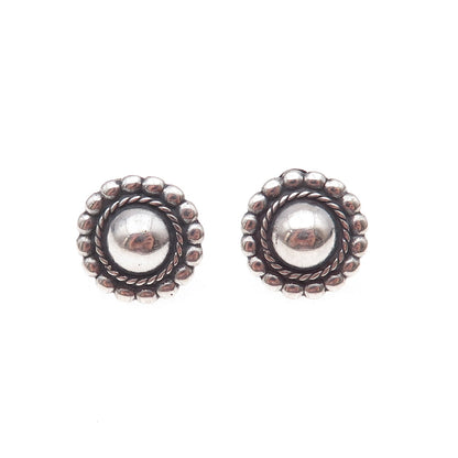 Old Pawn 925 Sterling Silver Vintage Southwestern Sun Beaded Tribal Earrings