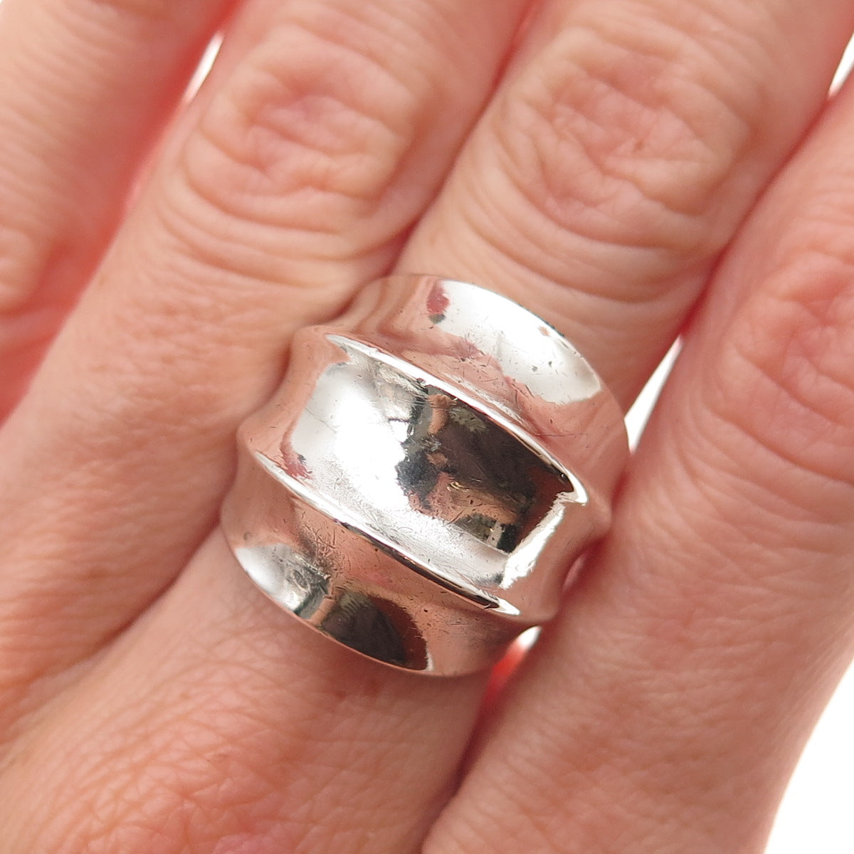 925 Sterling Silver Vintage Modernist Oxidized Ring Size 6.5
