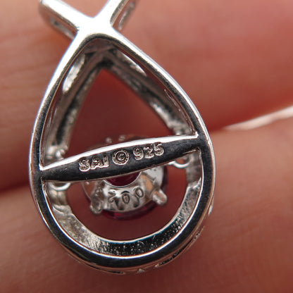 SAI 925 Sterling Silver Round-Cut Lab-Created Ruby Mini Slide Charm Pendant