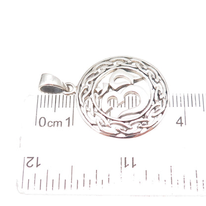 925 Sterling Silver Vintage Om Mantra Oxidized Charm Pendant