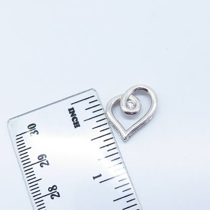 925 Sterling Silver Real Diamond Open Heart Slide Pendant