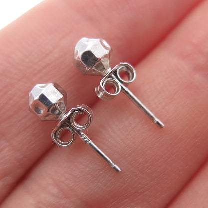 925 Sterling Silver Hammered Ball Stud Earrings