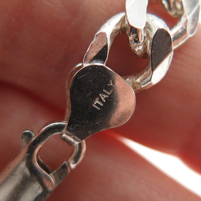 925 Sterling Silver Vintage Italy Curb Link Bracelet 8.5"