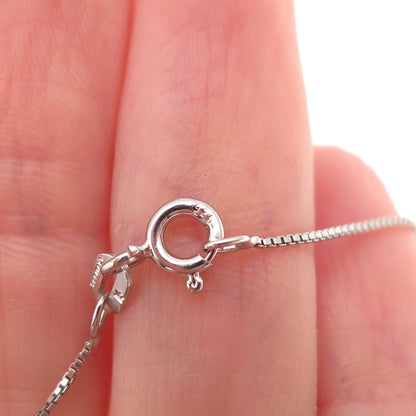925 Sterling Silver Real Round-Cut Diamond Cross Box Chain Necklace 18"