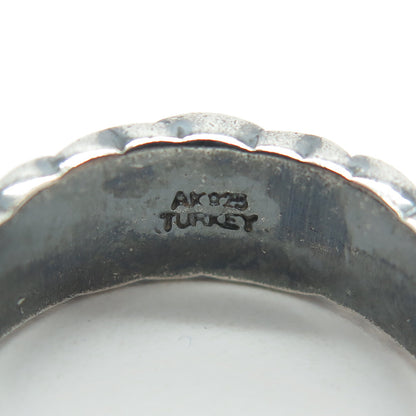 925 Sterling Silver Vintage Modernist Puffy Ring Size 9.25