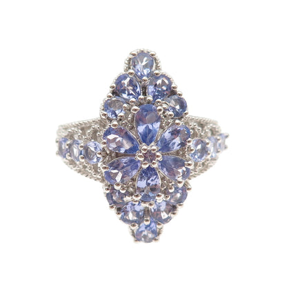 Chuck Clemency Sterling Silver Real Pear & Round-Cut Tanzanite Ring Size 8.25