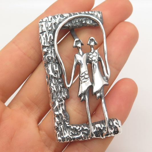 925 Sterling Silver Vintage Mexico ROCA Girls Textured Slide Pendant