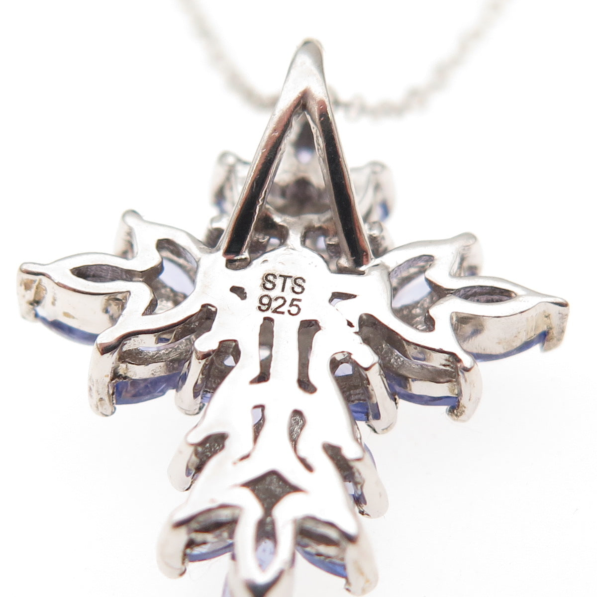 Chuck Clemency 925 Sterling Silver Real Tanzanite Cross Cable Chain Necklace 20"