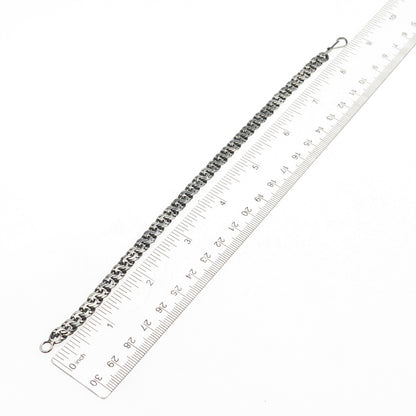 925 Sterling Silver Vintage Oxidized Bismark Link Bracelet 8.75"