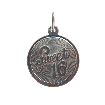 925 Sterling Silver Vintage Sweet 16 Charm Pendant