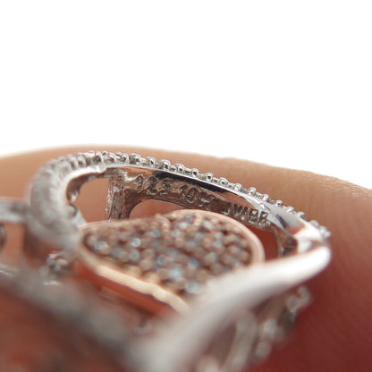 JANE SEYMOUR 925 Sterling Silver 10K Gold Real Diamond Heart Slide Pendant