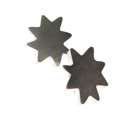 Carla 925 Sterling Silver Vintage 1992 Starburst Modernist Omega Back Earrings