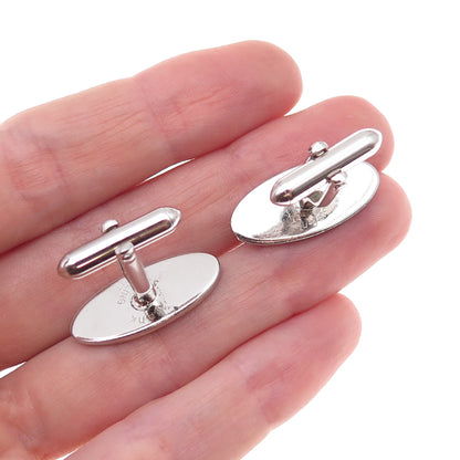 Swank 925 Sterling Silver Vintage Brushed Oval-Shape Cufflinks