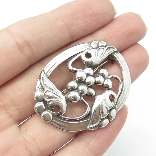 925 Sterling Silver Vintage Coro Moonlight Grapes Pin Brooch
