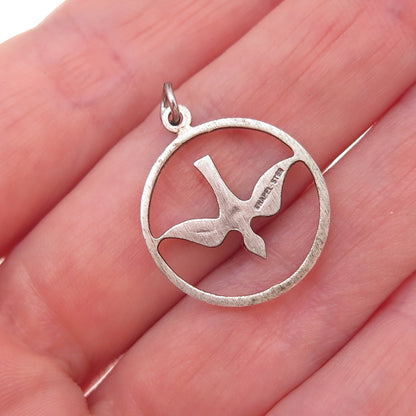 Chapel 925 Sterling Silver Vintage Holy Spirit Religious Oxidized Charm Pendant