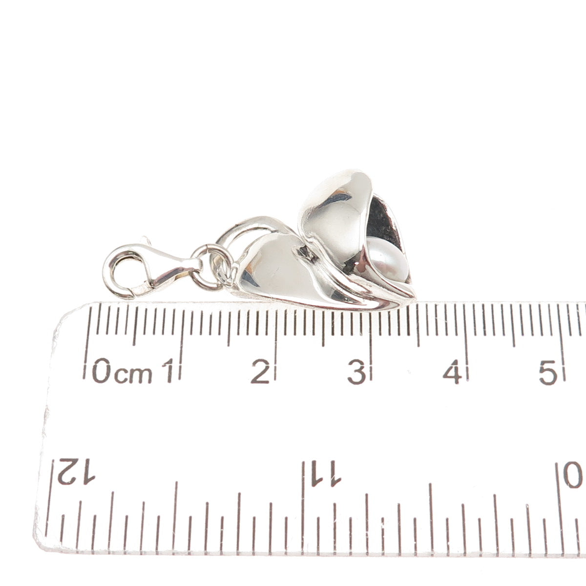 Hagit Gorali 925 Sterling Silver Vintage Real Pearl Heart Lobster Lock Pendant