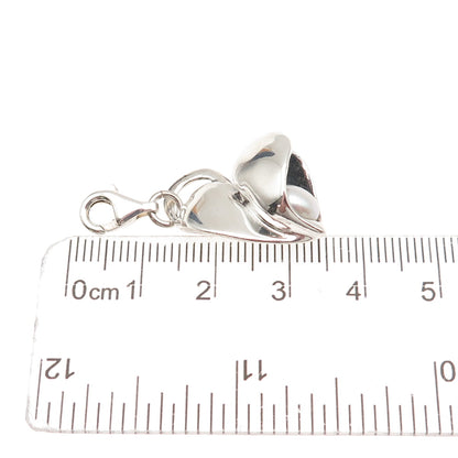Hagit Gorali 925 Sterling Silver Vintage Real Pearl Heart Lobster Lock Pendant